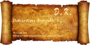 Dahinten Kornél névjegykártya